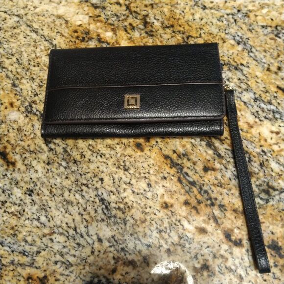 Lodis Bifold Wallet Black Genuine Pebbled Leather Credit Card Case Purse EUC - Picture 1 of 7